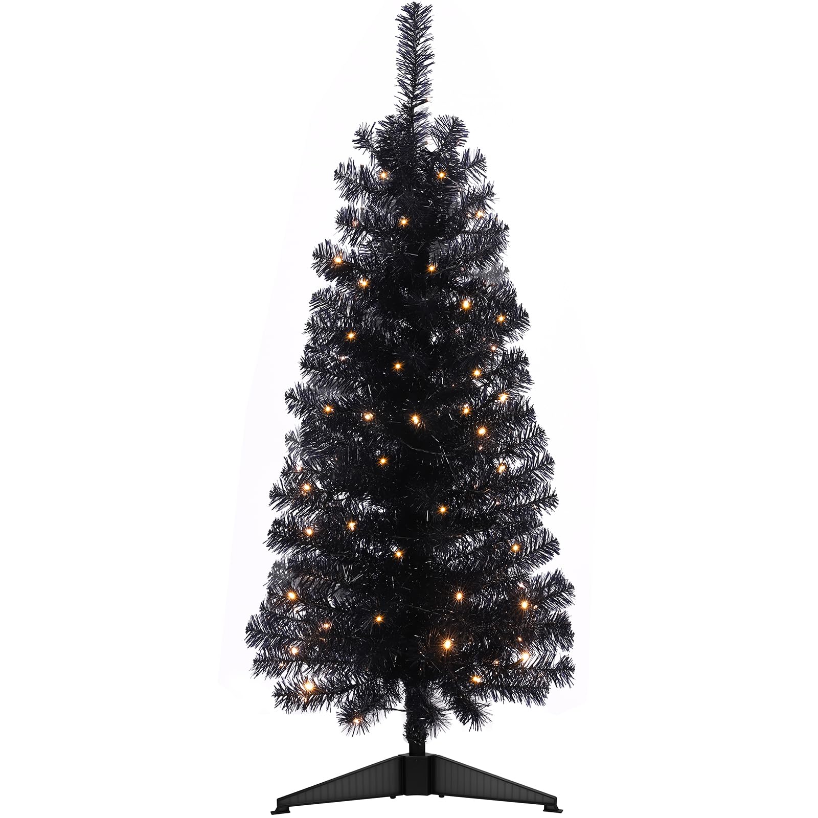 Decoway 4FT Slim Tinsel Pre-Lit Christmas Tree with Warm White LEDs-Homde