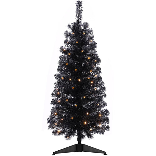 Decoway 4FT Slim Tinsel Pre-Lit Christmas Tree with Warm White LEDs-Homde