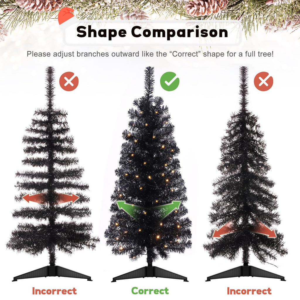 Decoway 4FT Slim Tinsel Pre-Lit Christmas Tree with Warm White LEDs-Homde