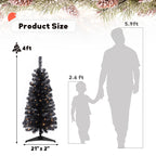 Decoway 4FT Slim Tinsel Pre-Lit Christmas Tree with Warm White LEDs-Homde