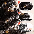 Decoway 4FT Slim Tinsel Pre-Lit Christmas Tree with Warm White LEDs-Homde