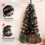 Decoway 4FT Slim Tinsel Pre-Lit Christmas Tree with Warm White LEDs-Homde
