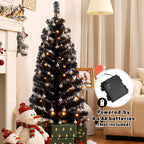 Decoway 4FT Slim Tinsel Pre-Lit Christmas Tree with Warm White LEDs-Homde