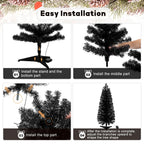 Decoway 4FT Slim Tinsel Pre-Lit Christmas Tree with Warm White LEDs-Homde