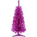 Decoway 4FT Slim Tinsel Pre-Lit Christmas Tree with Warm White LEDs-Homde