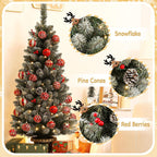 Decoway 4FT Pre-Lit Mini Christmas Tree with Gold Pot Base-Homde