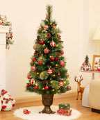 Decoway 4FT Pre-Lit Artificial Christmas Tree for Entrances-Homde