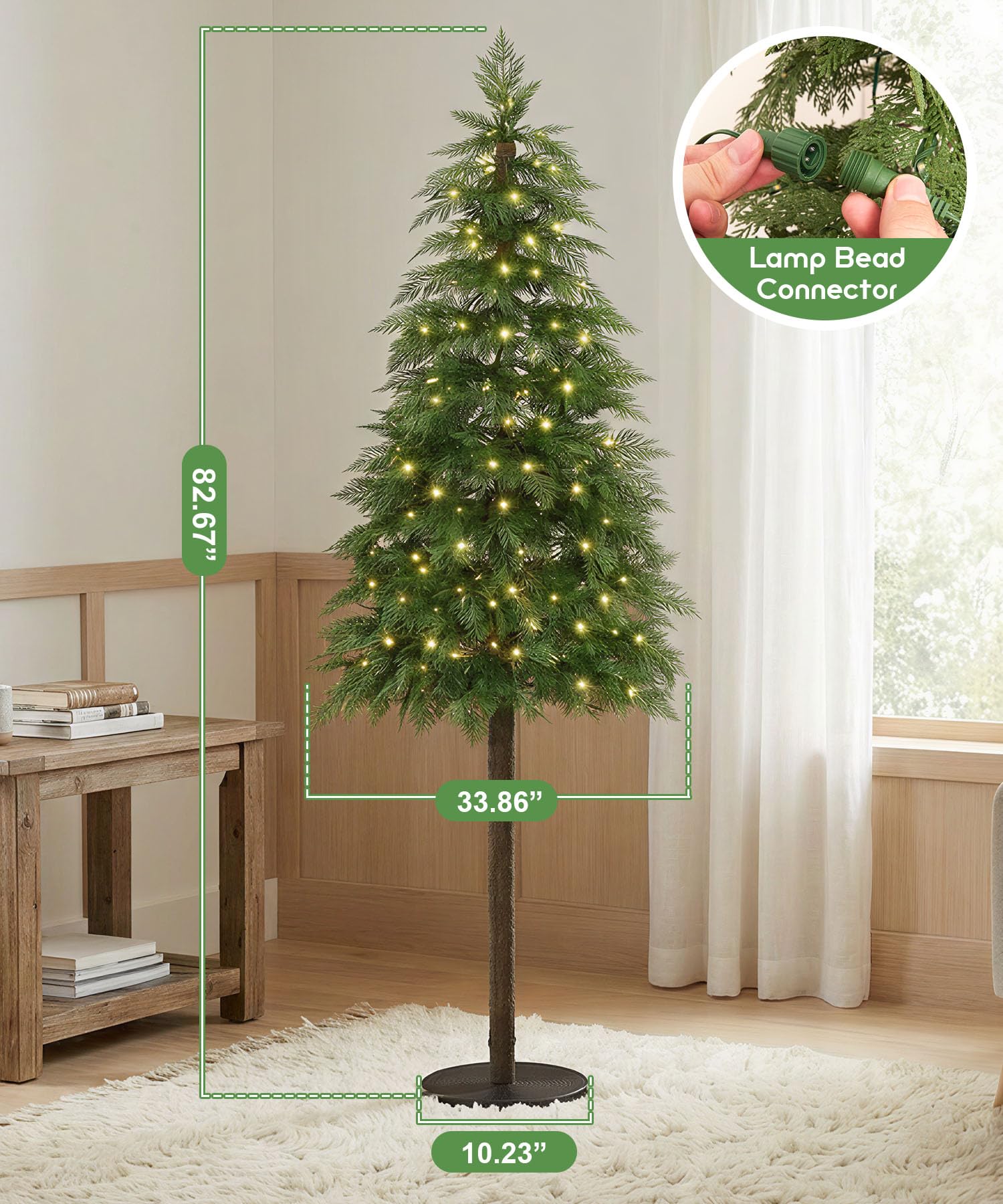Decoway 7FT Pre-Lit Artificial Christmas Tree with 350 Warm White LED Lights-Homde