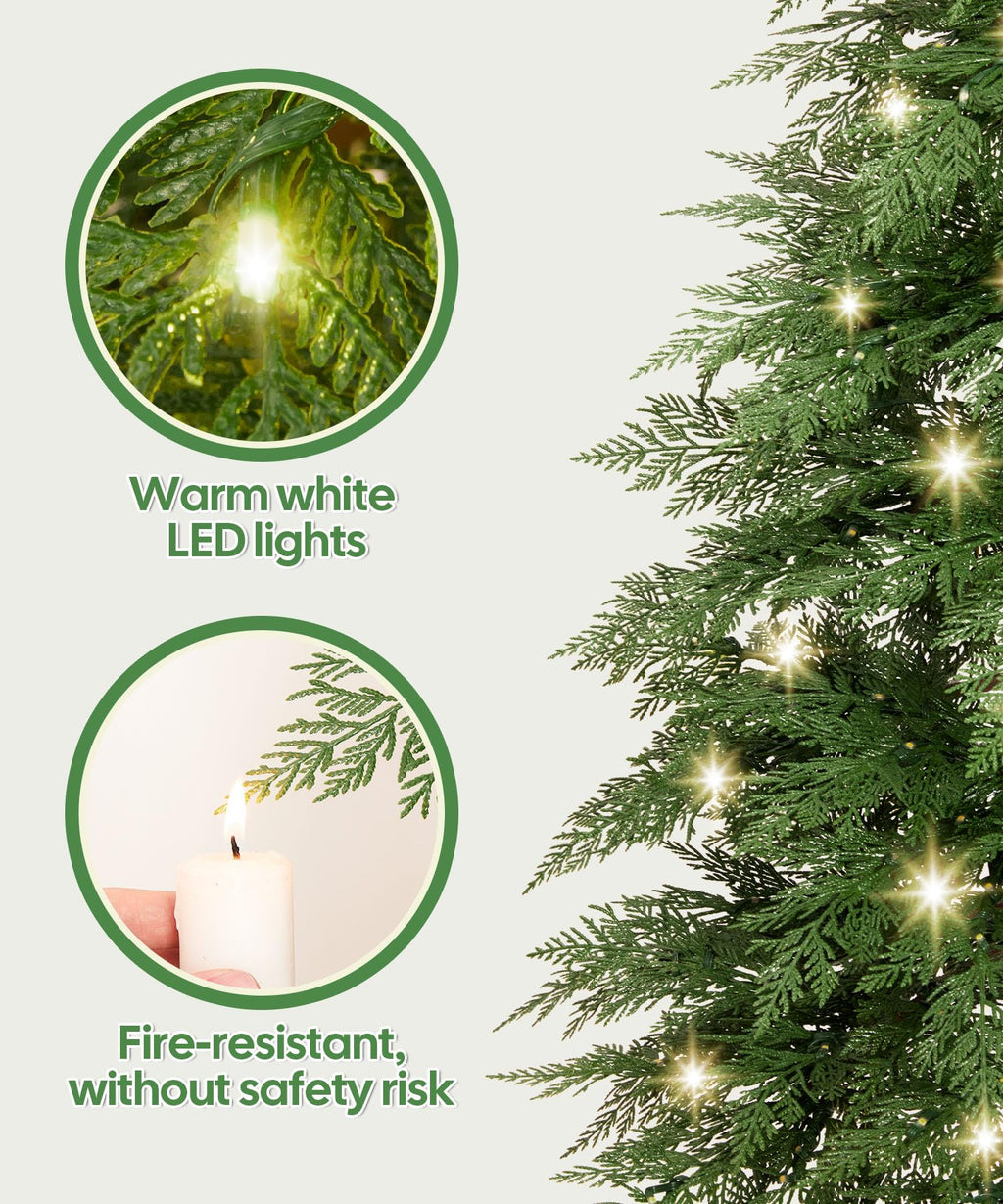 Decoway 7FT Pre-Lit Artificial Christmas Tree with 350 Warm White LED Lights-Homde