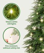 Decoway 7FT Pre-Lit Artificial Christmas Tree with 350 Warm White LED Lights-Homde