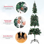 Homde 6FT Pre-Lit Pencil Christmas Tree with Flocked Snow and Pine Cones-5ft 11in-7-Homde