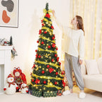 Decoway 6FT Pre-Lit Pop Up Christmas Tree with Warm White Lights-5ft 11in-8-Homde