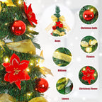 Decoway 6FT Pre-Lit Pop Up Christmas Tree with Warm White Lights-5ft 11in-12-Homde