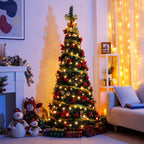 Decoway 6FT Pre-Lit Pop Up Christmas Tree with Warm White Lights-5ft 11in-7-Homde