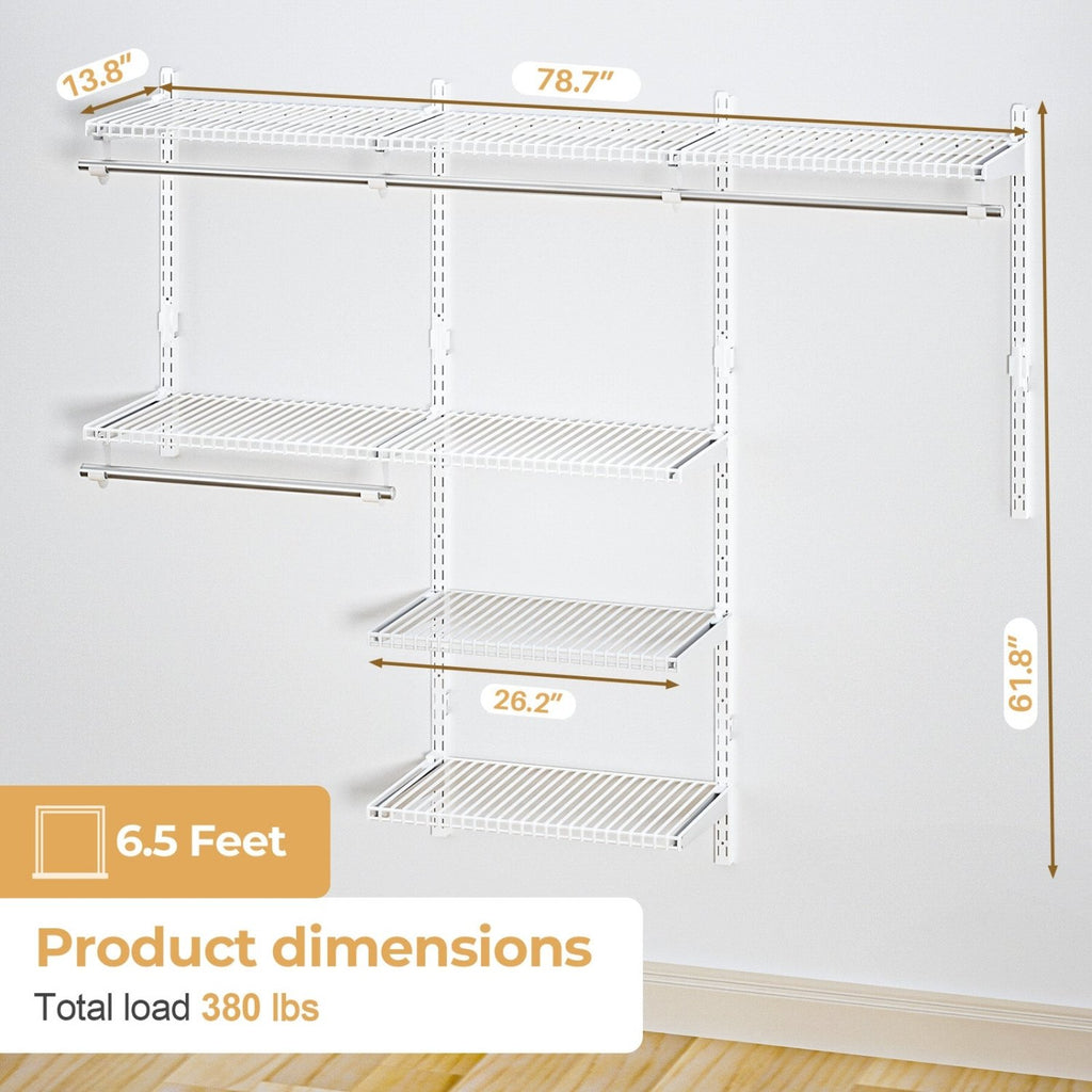 Wall Mounted Wire Closet Organizer System-4.4 FT-18-Homde