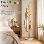 Homde Metal Coat Rack Stand with Natural Marble Base and 8 Hooks-Silver-15-Homde