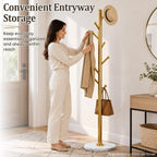 Homde Metal Coat Rack Stand with Natural Marble Base and 8 Hooks-Silver-9-Homde