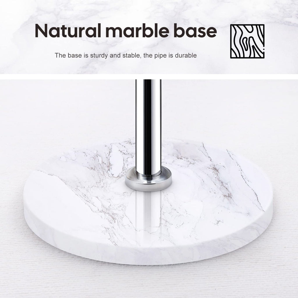 Homde Metal Coat Rack Stand with Natural Marble Base and 8 Hooks-Silver-4-Homde