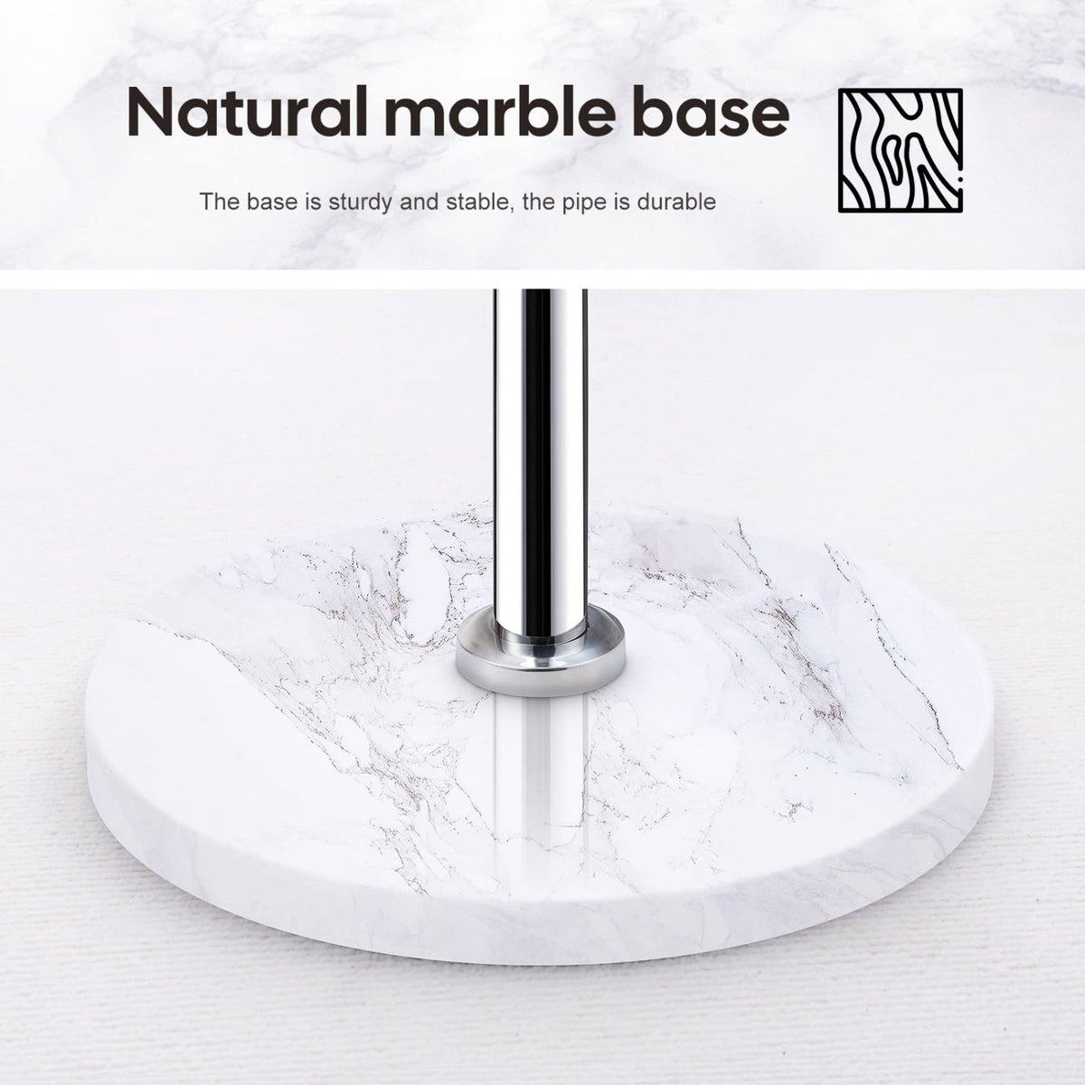 Homde Metal Coat Rack Stand with Natural Marble Base and 8 Hooks-Silver-4-Homde