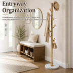 Homde Metal Coat Rack Stand with Natural Marble Base and 8 Hooks-Silver-14-Homde