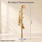 Homde Metal Coat Rack Stand with Natural Marble Base and 8 Hooks-Silver-8-Homde
