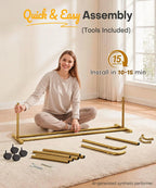 Homde Heavy Duty Clothes Rack with Wheels, Hooks and Bottom Shelf