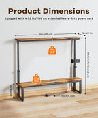 Homde 2-Tier Narrow Console Table with Outlets and Adjustable Height - 3-Homde