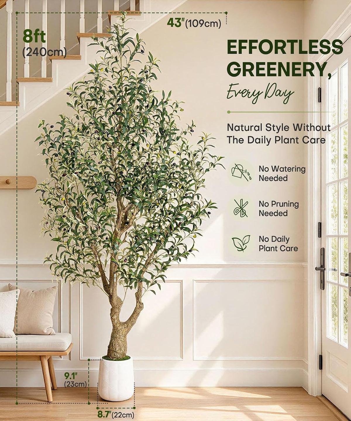 Decoway Artificial Olive Tree with White Planter, Multiple Heights-5ft-10-Homde