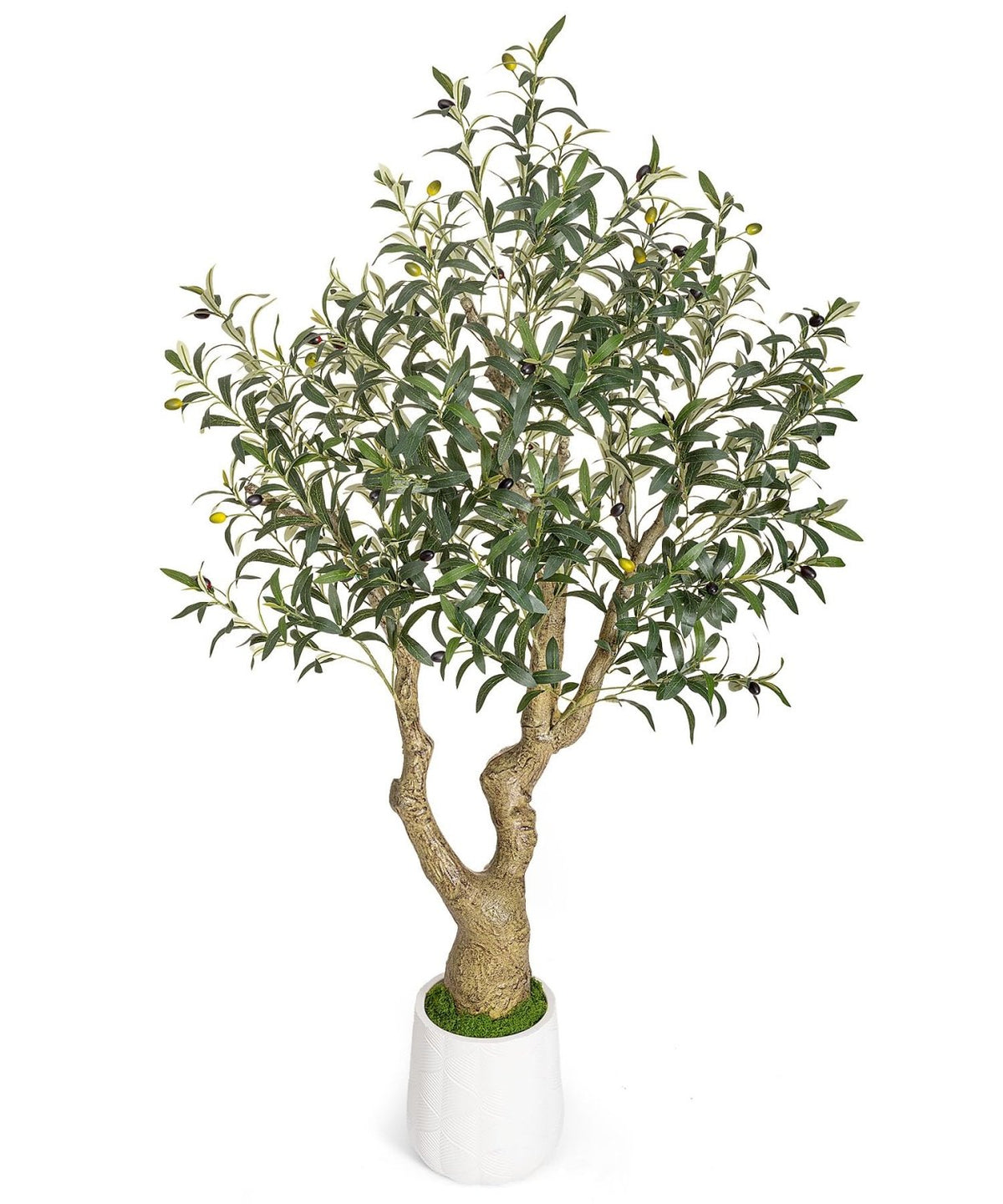 Decoway Artificial Olive Tree with White Planter, Multiple Heights-5ft-4-Homde