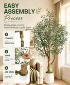 Decoway Artificial Olive Tree with White Planter, Multiple Heights-5ft-27-Homde