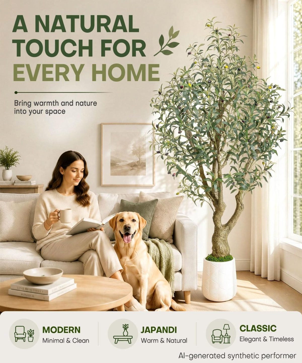 Decoway Artificial Olive Tree with White Planter, Multiple Heights-5ft-28-Homde