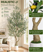 Decoway Artificial Olive Tree with White Planter, Multiple Heights-5ft-8-Homde