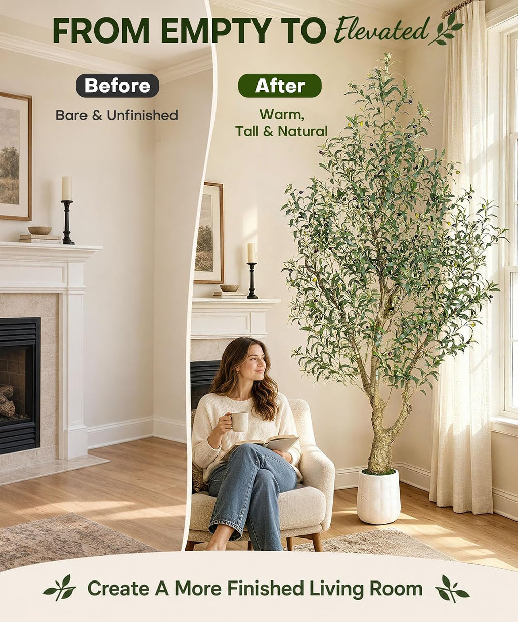 Decoway Artificial Olive Tree with White Planter, Multiple Heights-5ft-5-Homde