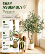 Decoway Artificial Olive Tree with White Planter, Multiple Heights-5ft-34-Homde