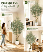 Decoway Artificial Olive Tree with White Planter, Multiple Heights-5ft-23-Homde