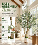 Decoway Artificial Olive Tree with White Planter, Multiple Heights-5ft-19-Homde