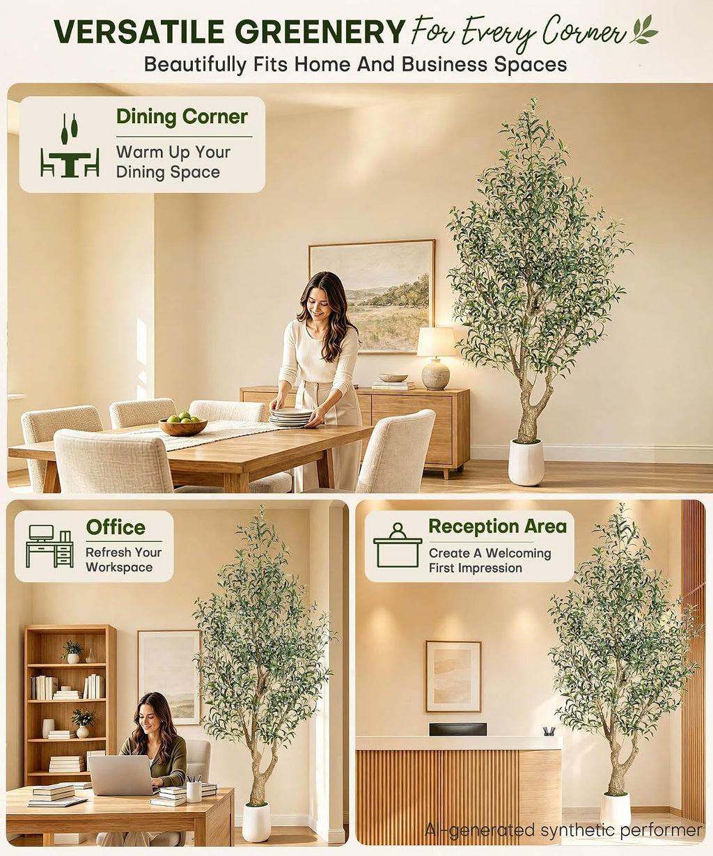 Decoway Artificial Olive Tree with White Planter, Multiple Heights-5ft-7-Homde