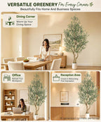 Decoway Artificial Olive Tree with White Planter, Multiple Heights-5ft-7-Homde