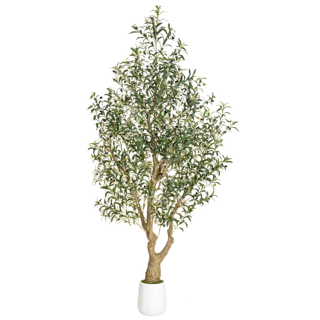 Decoway Artificial Olive Tree with White Planter, Multiple Heights-8ft-1-Homde