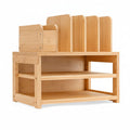 Homde Bamboo Desk Organizer with File Holder and Adjustable Pen Cups - 1-Homde