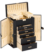 Homde Large Jewelry Box for Women: 6-Layer Organizer with Deep Drawers-Black-2-Homde