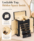Homde Large Jewelry Box for Women: 6-Layer Organizer with Deep Drawers-Grey Purple-18-Homde