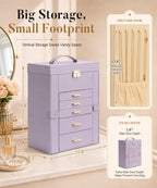Homde Large Jewelry Box for Women: 6-Layer Organizer with Deep Drawers-Grey Purple-25-Homde