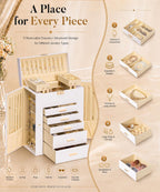 Homde Large Jewelry Box for Women: 6-Layer Organizer with Deep Drawers-Grey Purple-8-Homde