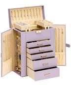 Homde Large Jewelry Box for Women: 6-Layer Organizer with Deep Drawers-Grey Purple-3-Homde