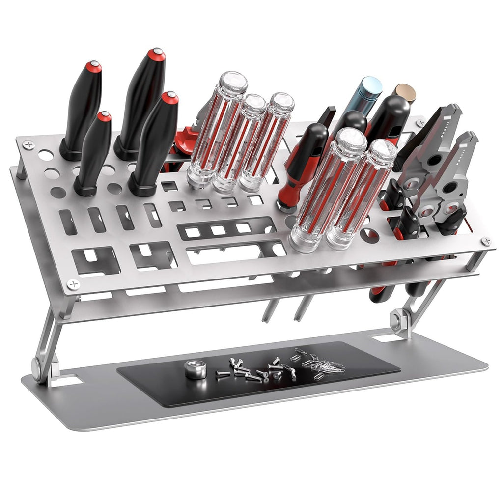 Adjustable Screwdriver Organizer Holder for Desktop Tool Storage-Silver-2-Homde