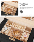 Homde Large Jewelry and Watch Box with Mirror, Lock and 4 Drawers-Homde