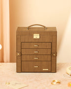 Homde Large Jewelry and Watch Box with Mirror, Lock and 4 Drawers-Homde
