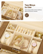 Homde Large Jewelry and Watch Box with Mirror, Lock and 4 Drawers-Homde