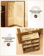Homde Large Jewelry and Watch Box with Mirror, Lock and 4 Drawers-Homde